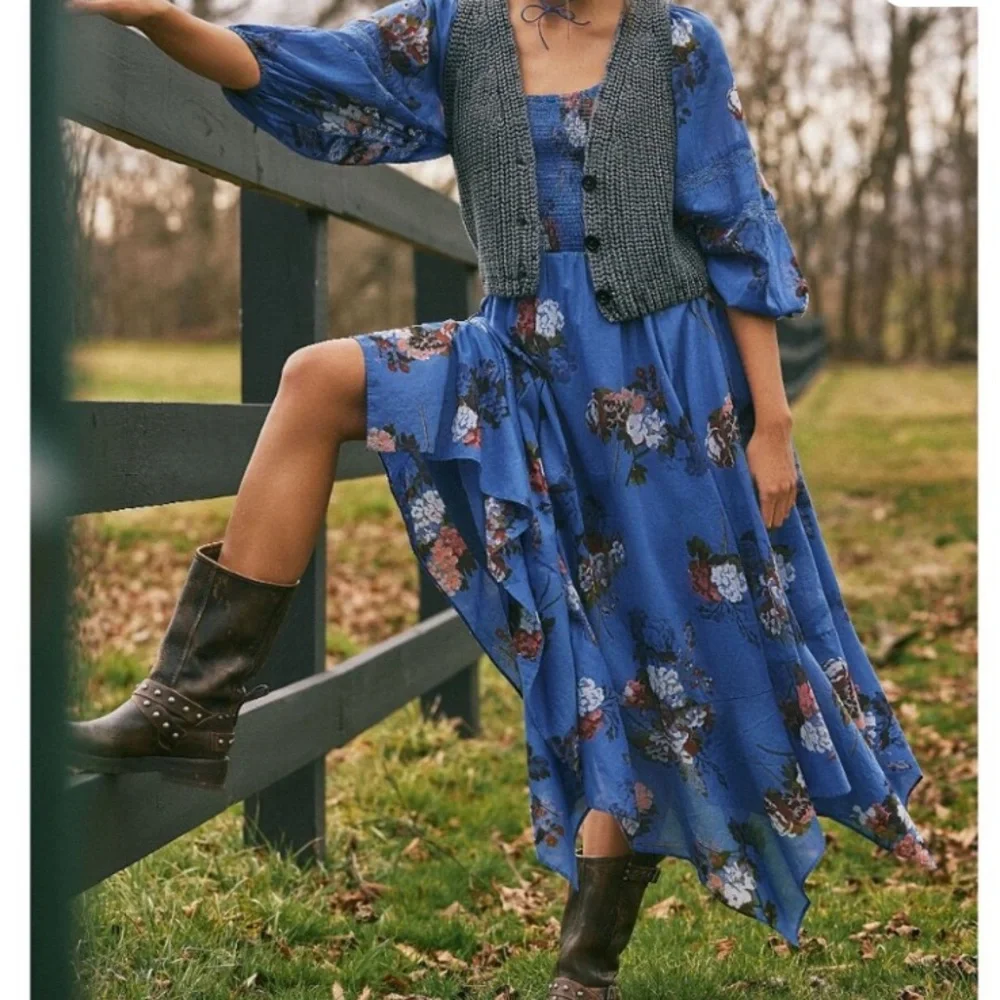 FREE PEOPLE Morning Glory Maxi Dress / Dutch Blue Combo - Picture 3 of 8